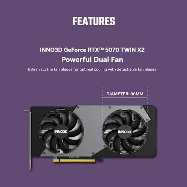 Grafikkort - Inno3D - GeForce RTX 5070 - 12 GB GDDR7 - DLSS 4 - PCI-Express x16
