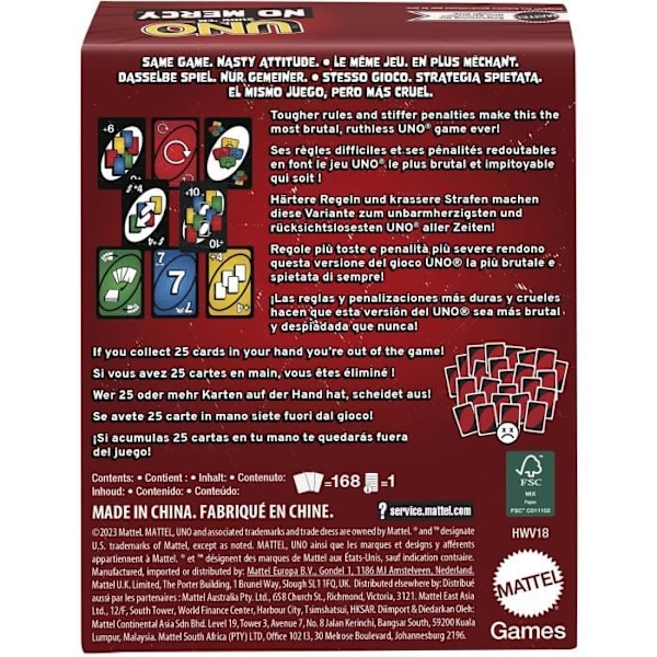 Mattel Games - UNO No Mercy - Kortspil for hele familien Flerfärgad