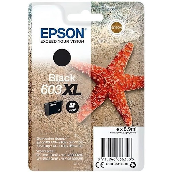 EPSON 603 XL sort blækpatron - Starfish (C13T03A14010) - Lave omkostninger og pålidelighed