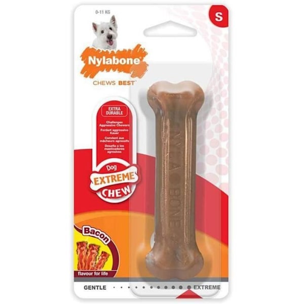 Tyggeknogler - Nylabone - Durabone - Bacon - Lille - Holdbart nylon