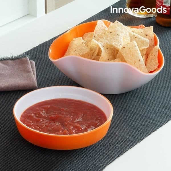 Bols til Aperitiffer - InnovaGoods - 2 i 1 - Plast - 2 Stykker - Moderne vit/orange