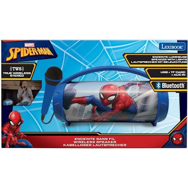 Trådløs Bluetooth® Højtaler med Lys og Mikrofon Spider-Man Flerfärgad