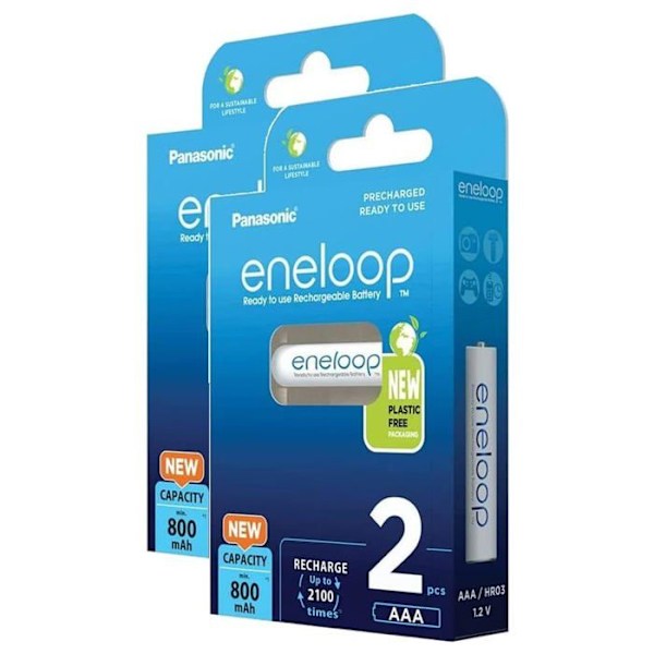 Panasonic eneloop HR03 Uppladdningsbart batteri LR3 (AAA) NiMH 800 mAh 1,2 V 2 st.