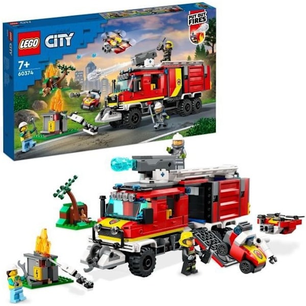 LEGO® City 60374 brandredningsbil, legetøj med moderne droner og minifigurer Flerfärgad