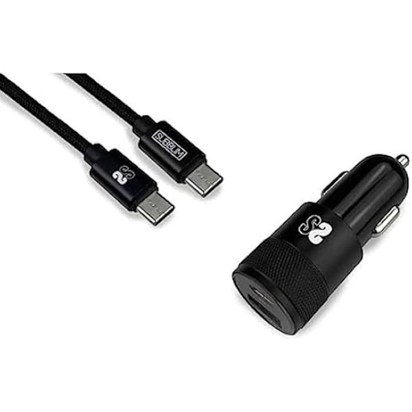 SUBBLIM dubbel billaddare PD20W+QC3.0+C till C/Lightning B Svart