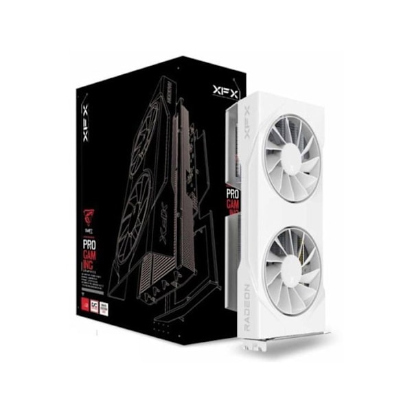 XFX SWIFT AMD Radeon RX 9060 XT OC Kolmoisventtiili 16GB GDDR6 FSR 4 Valkoinen