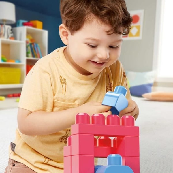 Mega Bloks - Medium Pink Bag 60 tegelstenar - Byggstenar - 12 månader och + DCH54 Flerfärgad