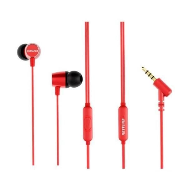 In-ear hörlurar - AIWA - ESTM-30RD - Röd - Inbyggd mikrofon - 3,5 mm jack Röd