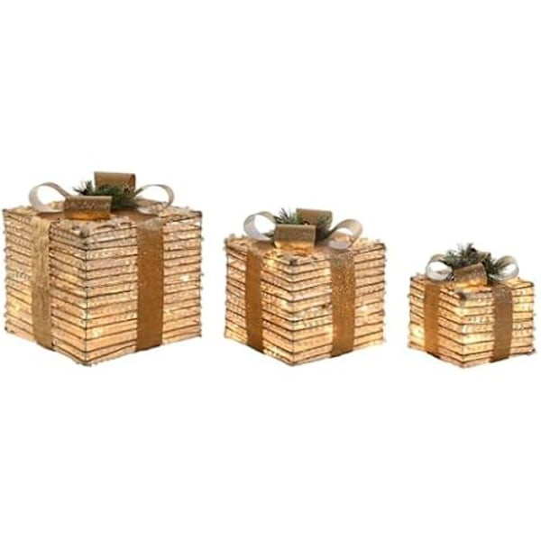 Julprydnad - DKD HEMINNREDNING - Gyllene vit - 25 x 25 x 25 cm - 3 stycken - Flerfärgad mångfärgad