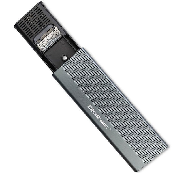 Qoltec - 52267 - Pocketcase | SSD Bay M.2 | SATA | NGFF | USB-C | Super Speed 6 Gb/s | 2 To | Grå
