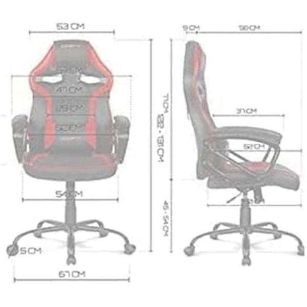DRIFT Gaming Chair DR50BR Stol för professionella spelare, konstläder, Vadderade armstöd, Klass 4 kolv, Mekanism Svart