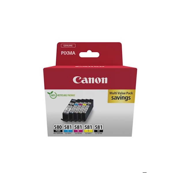Ink cartridge - Generic - PGI-580/CLI-581 - Pack of 6 - Multi-colors - Compatible with Canon