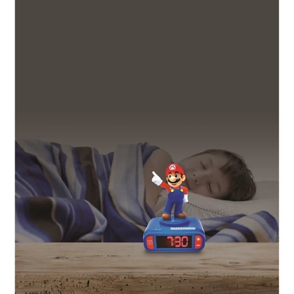 Digital vækkeur med natlys LEXIBOOK - Super Mario - 3D lysende og lydende - Blå og rød - Barn Blå
