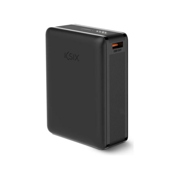 Powerbank Ksix Mini Lithium Polymer 10 000 mAh 10 W USB-A till USB-C-kabel medföljer Simultan Charging Black (Nano, 20 000 mAh) Svart