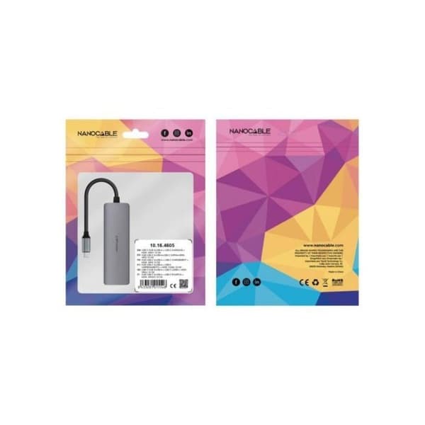 Docking - NANO CABLE - 10.16.4605 - 5 in 1 - USB-C 3.1 - HDMI 4K - Harmaa