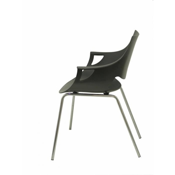 Pakke med 3 Torrenueva grå stole - PIQUERAS Y CRESPO - Model Torrenueva - Ergonomisk - Monokarrosseri - Armlæn Grå antracit