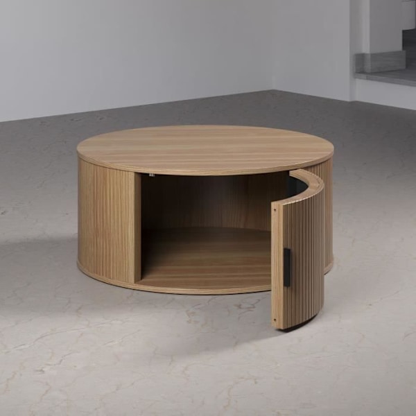 Bordplade - Rund - I MDF - Eg - Essentiel - Diameter 80 cm Højde 36 cm - RONIN Egetræ