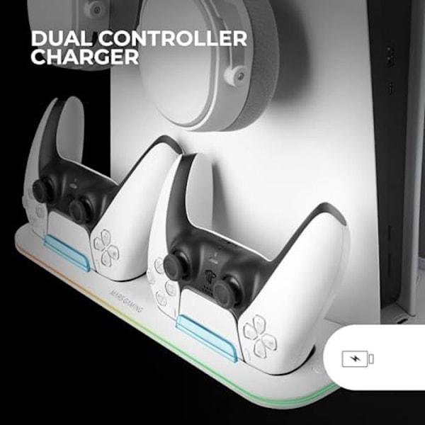 PS5 Support - MARSGAMING - MPS5-B2 - Dual Controller Oplader - Silent Fan - RGB Lighting Vit