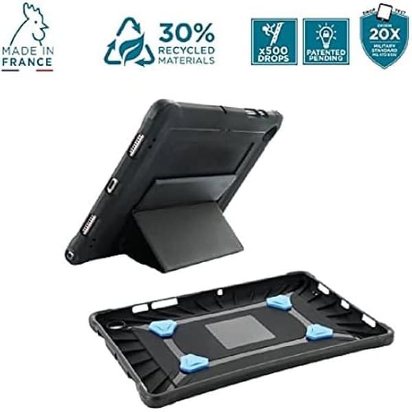 mobilis PROTECH förstärkt skyddsfodral kompatibel med iPad 10,2" (9:e / 8:e / 7:e generationen) med stativ och handledsrem