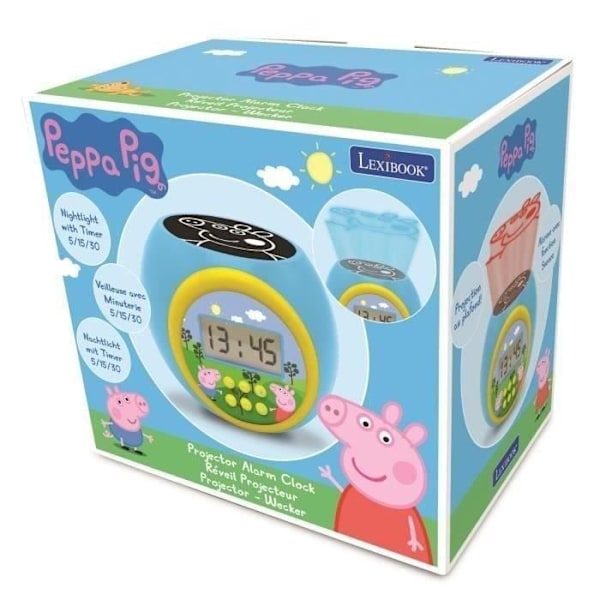 Peppa Pig projektorvækkeur med timer Flerfarvet