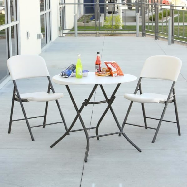 Trädgårdsbord - Bistro - Fällbart - HDPE - 84 cm - Vit - Utomhus Vit