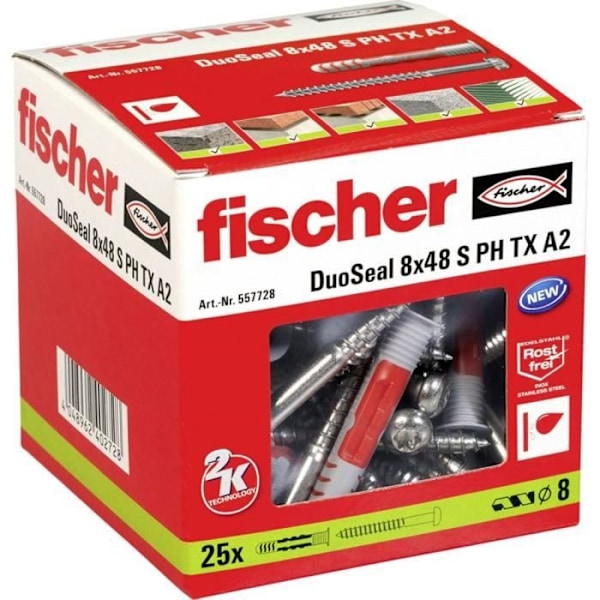 Ankare - FISCHER - DuoSeal - 48 mm x 8 mm - Komplett tätning - Paket med 25 st