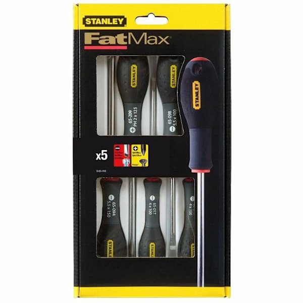 Sähköasentaja + Phillips-ruuvimeisseli - Fatmax 5-osainen setti - STANLEY - PH - Terä kromivanadiiniteräs