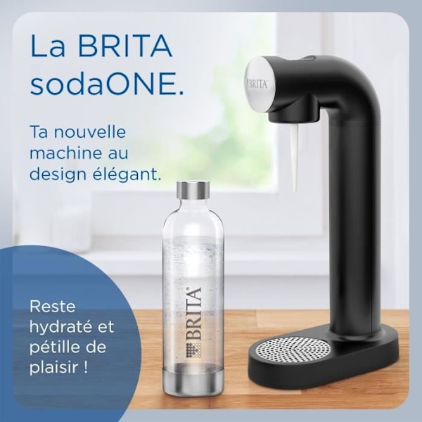 BRITA soodakone - SodaONE Musta - 1 Pullo 1L ja 1 CO2-sylinteri mukana