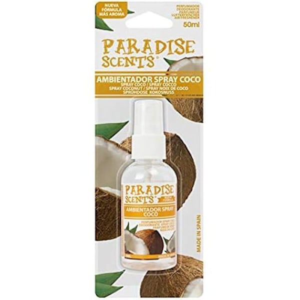 Ilmanraikastin-spray - PARADISE SCENTS - Coco - 50 ml - Valmistettu Espanjassa - Miellyttävä tuoksu Brun
