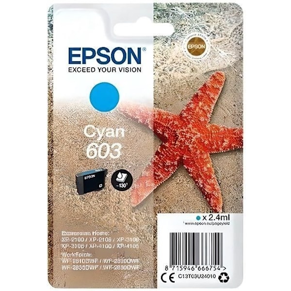 EPSON Ink Cartridge 603 Cyan - Starfish (C13T03U24010)