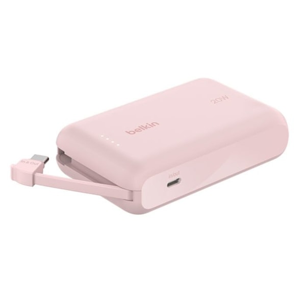 BELKIN 10k PD20w Integreret USB-C Kabel Power Bank Pink Lyserød