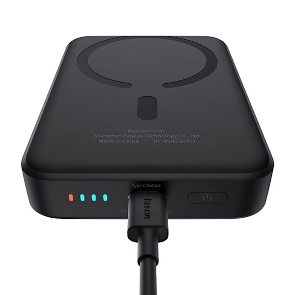 Ulkoakku Type-C Type-C, Langaton lataus, 20W, 10000mAh + Type-C kaapeli, 30cm - Baseus Mini Air (P1005900111313-00) - Musta