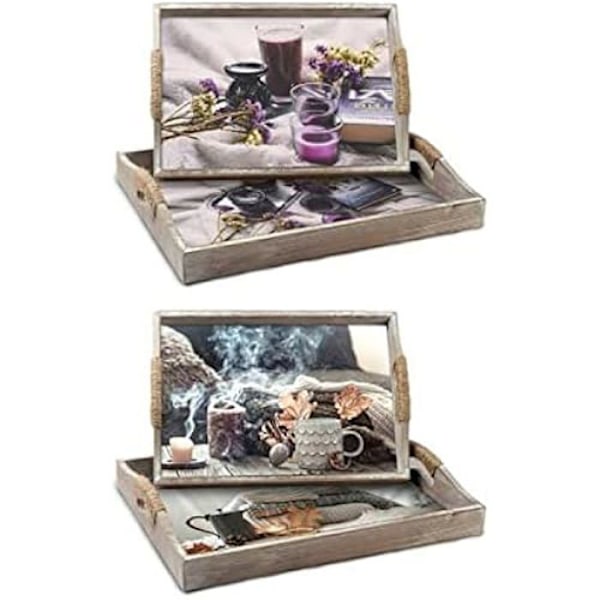 Set med brickor - DKD HEMINNREDNING - Flerfärgad - MDF-trä - 63 x 42 x 43 cm - För vuxna Flerfärgad
