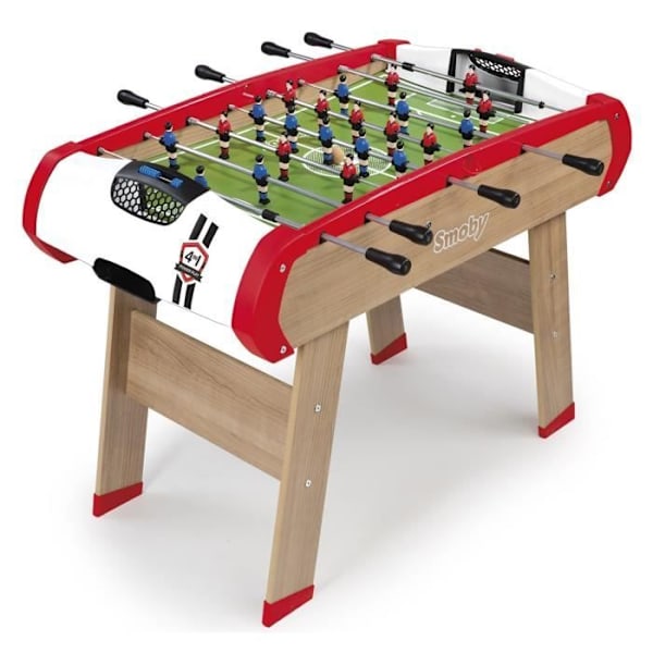 Smoby - Babyfoot Powerplay 4 i 1 - Babyfoot, billard, palet og ping pong - 120x90x86 - Fra 8 år