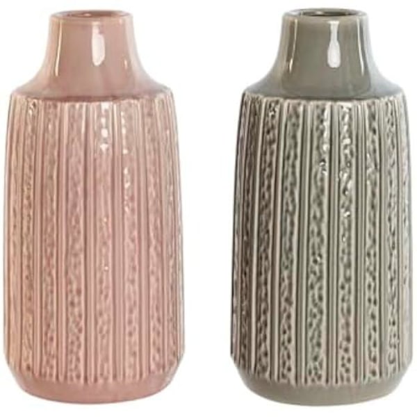 Maljakko - HOME ESPRIT - Monivärinen - Posliini - 15 x 15 x 31 cm - 2 kpl Flerfärgad