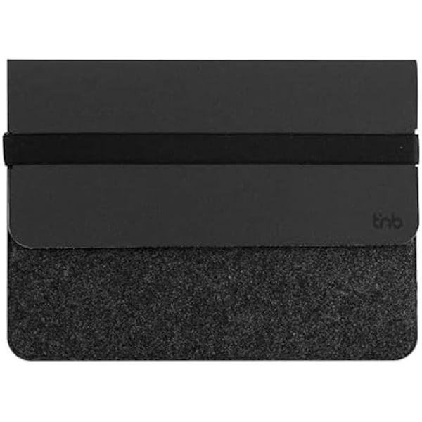 Laptopfodral - T'NB - Tillverkat i Frankrike - Ekofilt - Återvunnet läder - 13/14 tum Svart och grått