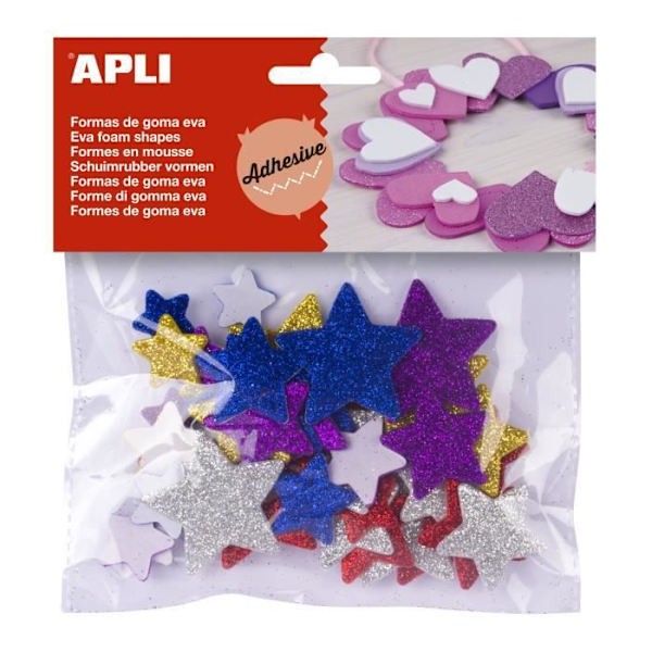 APLI pussi 50 vaahtomuovitähteä - Glitter-liima