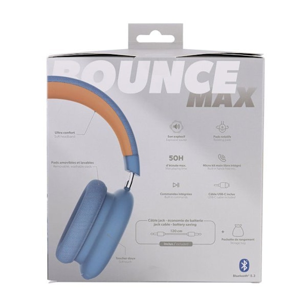 Bluetooth headset - T'nB - Bounce Max - Batteritid 50 timer - Passiv støjreduktion - Indbygget mikrofon Svart grå