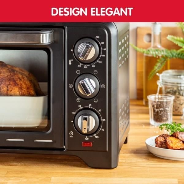 MOULINEX Optimo El-ovn, Fritstående, 19 L, Kompakt, konvektionsvarme, 6 tilstande, Termostat 240 °C, Timer OX444810 Svart
