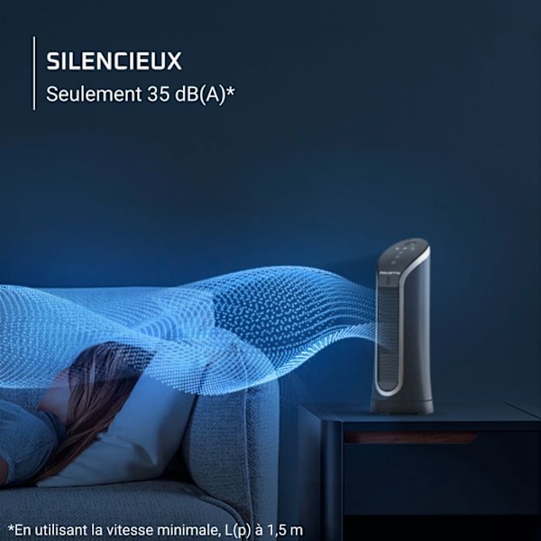 Rowenta Eole Compact, Søjleventilator, Intens køling VU6220F0 Svartvitt