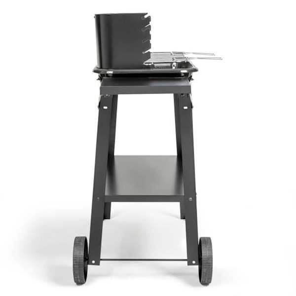 Kulgrill med kul - LIVOO - DOC328 - Rustfrit stål - Stegeflade 48,5 x 28,8 cm - Justerbar højde 70-84 cm Svart