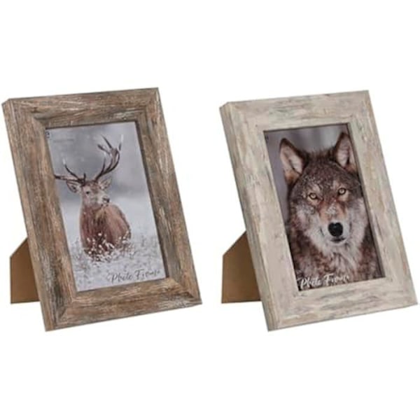 Fotoramme - HOME ESPRIT - Skandinavisk - Hvid - Glas og polystyren - 14,5 x 20 cm (2 enheder) mångfärgad