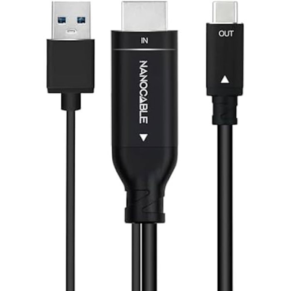 HDMI till USB-C-omvandlarkabel - NANOKABEL - 1,8 m - Plug & Play - 4K vid 60Hz - HDMI-kompatibel Svart