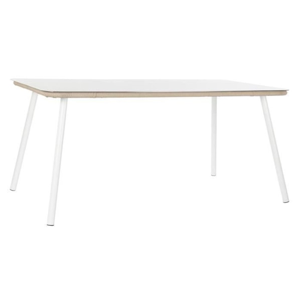 beige bord + stolesæt glas polyester aluminium reb (160 x 90 x 75 cm) (7 stk)