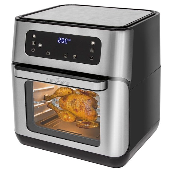 Frituregryde med varm luft uden olie Kapacitet i varmluftsovn 11 liter Proficook FR 1200 H 1500W Sort/ sølv 12003 Sort, Rustfrit stål