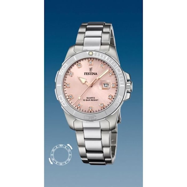 Damklocka - Festina - F20503/2 - Stålarmband - Rosa urtavla - 10ATM vattentät Rosa