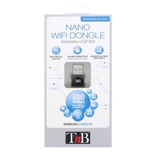 T'nB - Mikro-WIFI-adapteri 300Mbps - Musta - ADWF300N