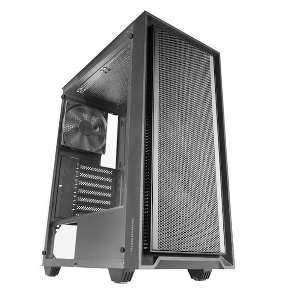 Mars Gaming MC-PMAX, Professionel ATX-taske, 4x FDB 120 mm fans, Mesh-frontpanel, Hærdet glas-sidevindue, sort Sort