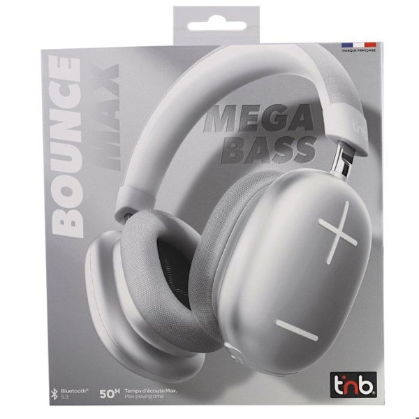 T’NB Bounce Max - Langattomat Circum-aural-kuulokkeet Uusi Versio, Mukavat ja Kattavat, Bluetooth-yhteydellä - Hopea