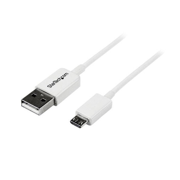 Mikro-USB-kaapeli - A - Micro B - 2 m - Valkoinen - STARTECH.COM